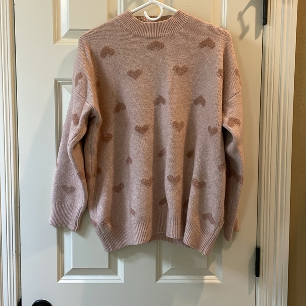 Adora pink heart sweater L